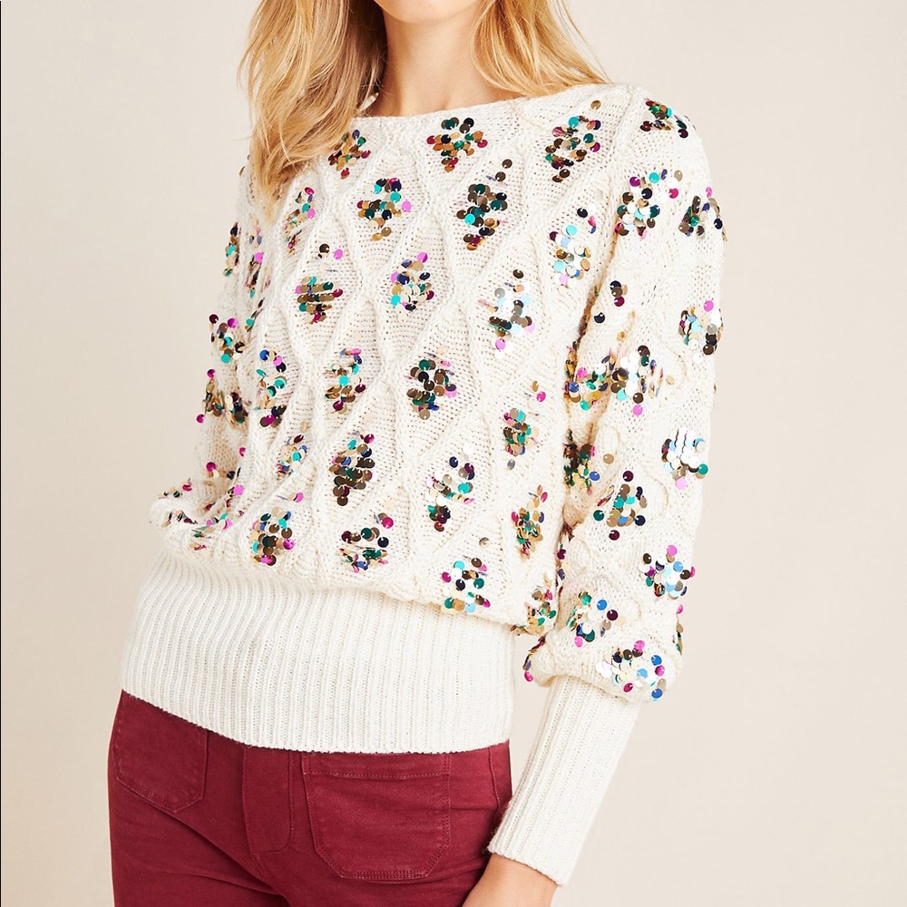 Anthropologie Lara Sequined Sweater